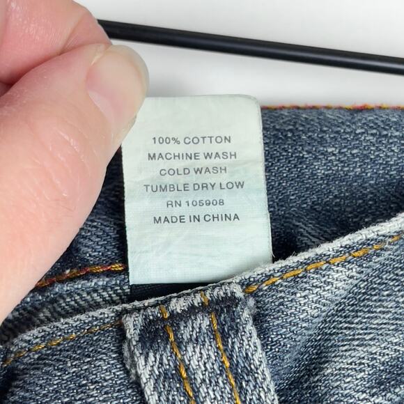 VTG Y2K Von Dutch Originals Greaser Selvedge Blue Straight Jeans Mens 34 x 33 - Picture 8 of 12